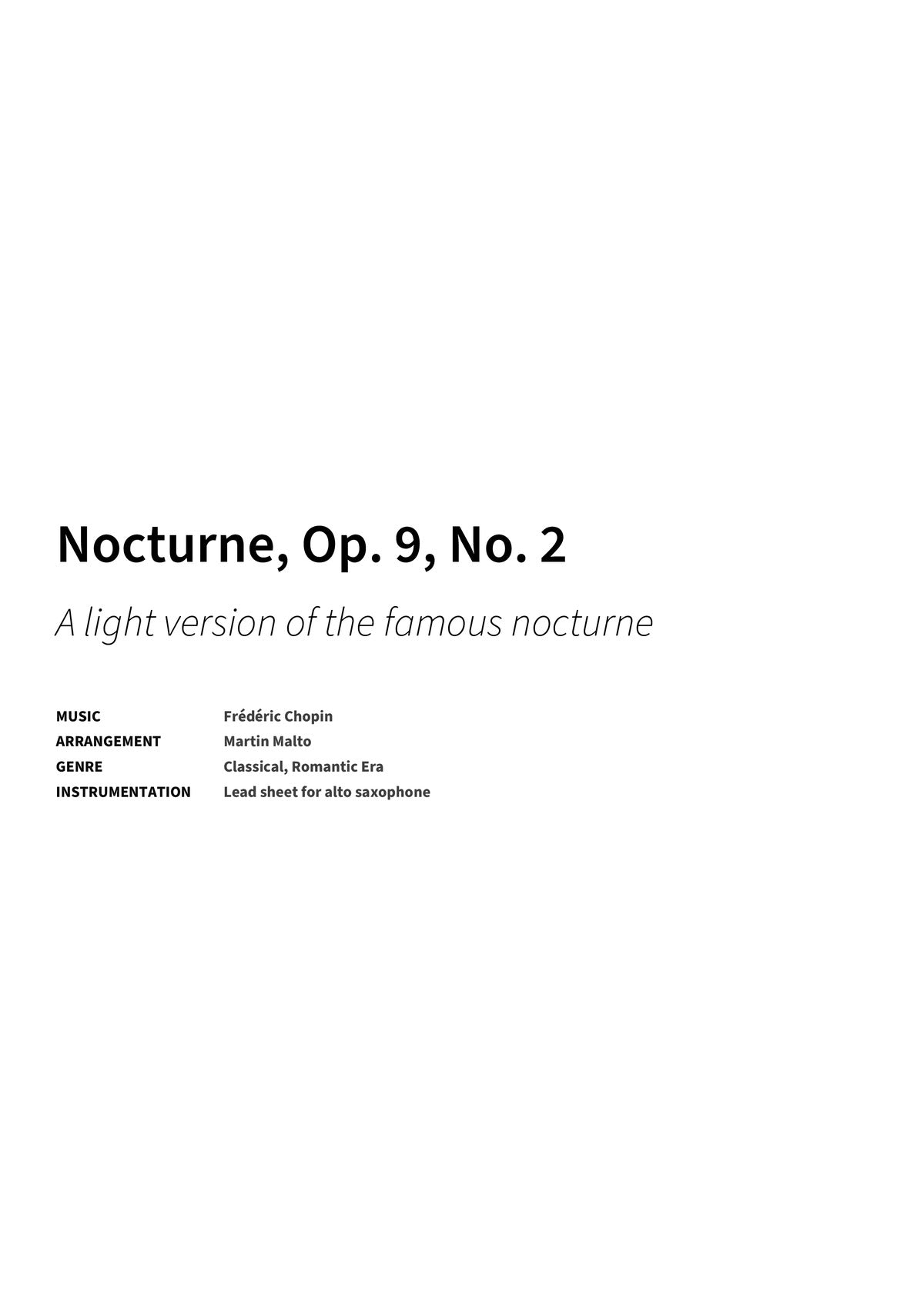 Nocturne, Op. 9, No. 2 - Title Page
