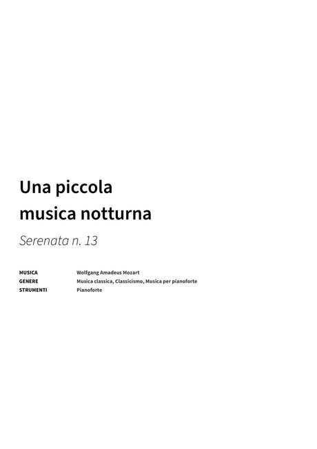 Una piccola musica notturna - Title Page
