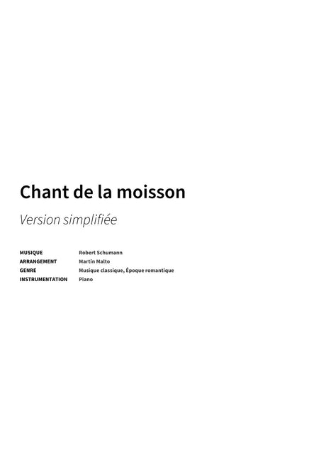 Chant de la moisson - Title Page