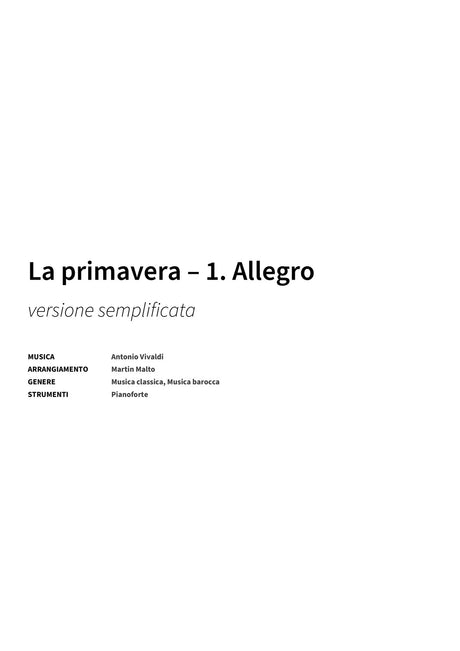 La primavera – 1. Allegro - Title Page