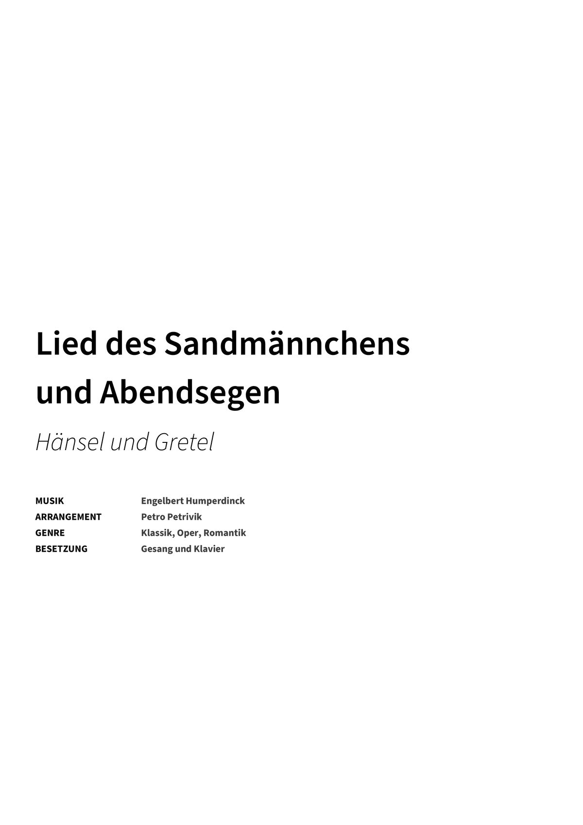 Lied des Sandmännchens und Abendsegen - Title Page