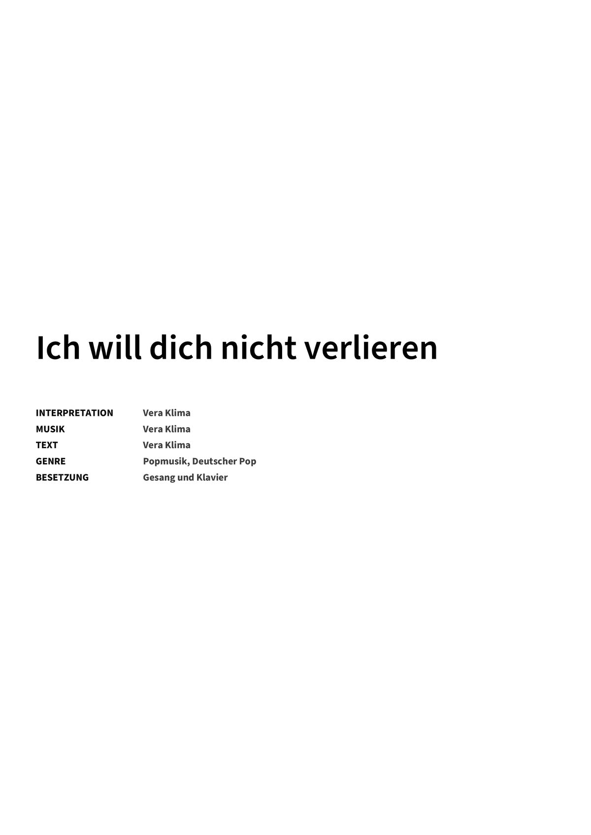 Ich will dich nicht verlieren - Title Page