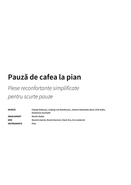 Pauză de cafea la pian - Title Page
