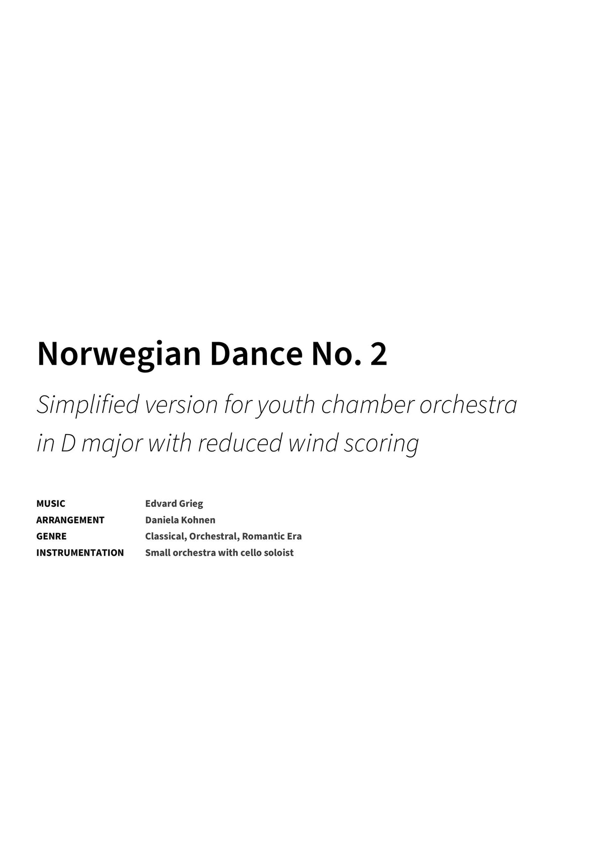 Norwegian Dance No. 2 - Title Page