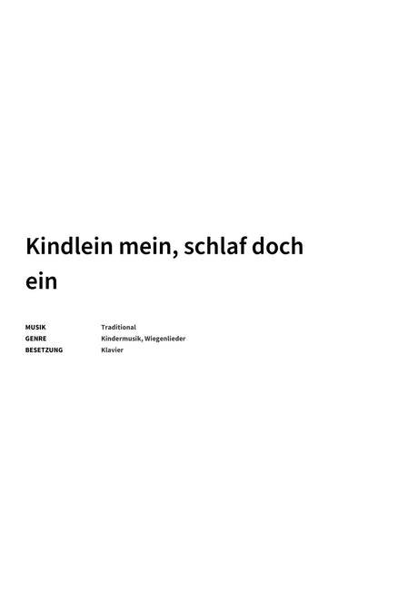 Kindlein mein, schlaf doch ein - Title Page