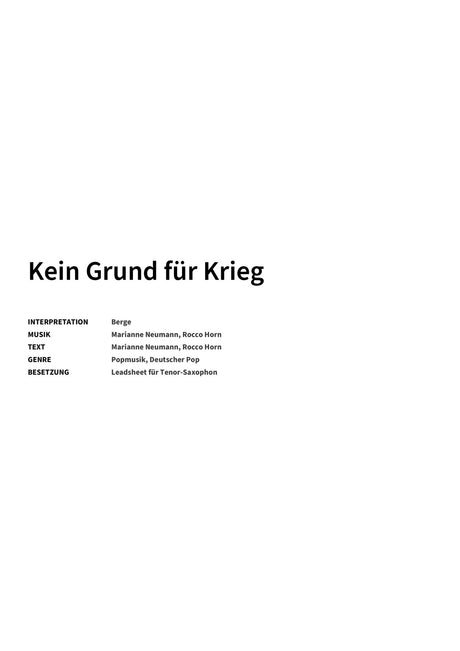 Kein Grund für Krieg - Title Page