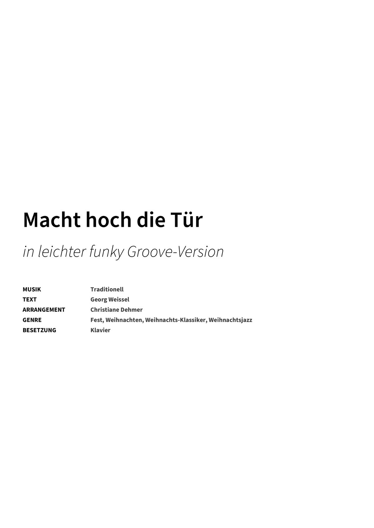 Macht hoch die Tür - Title Page