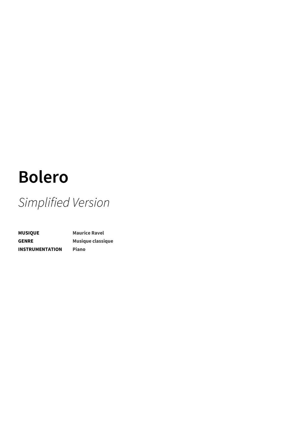 Bolero - Title Page