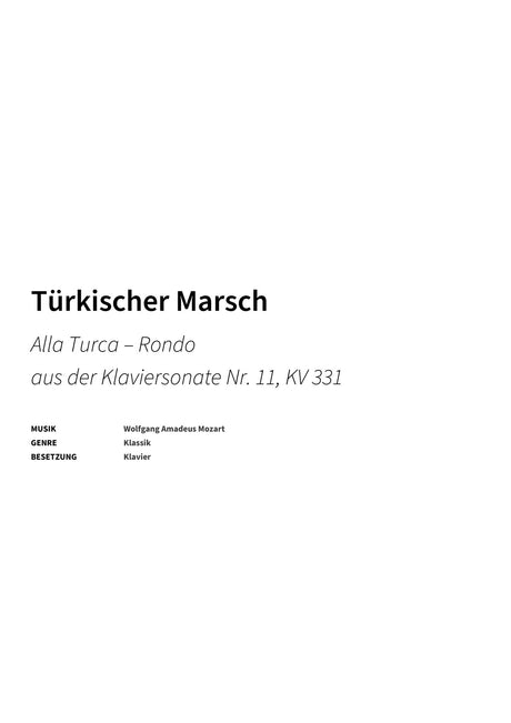 Türkischer Marsch - Title Page