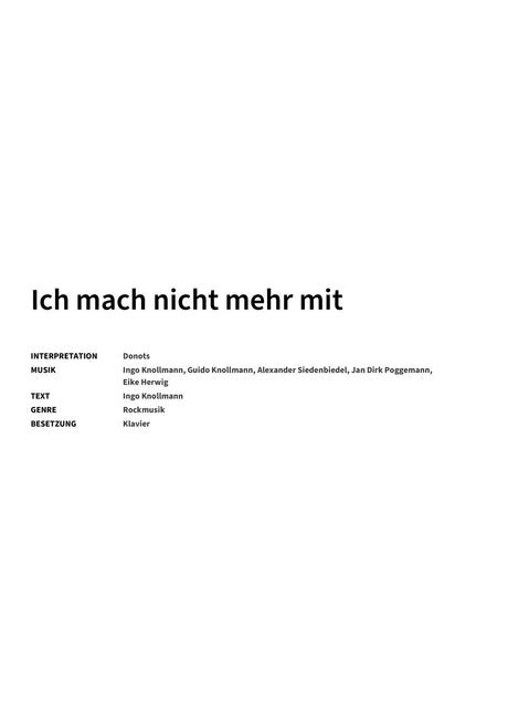 Ich mach nicht mehr mit - Title Page
