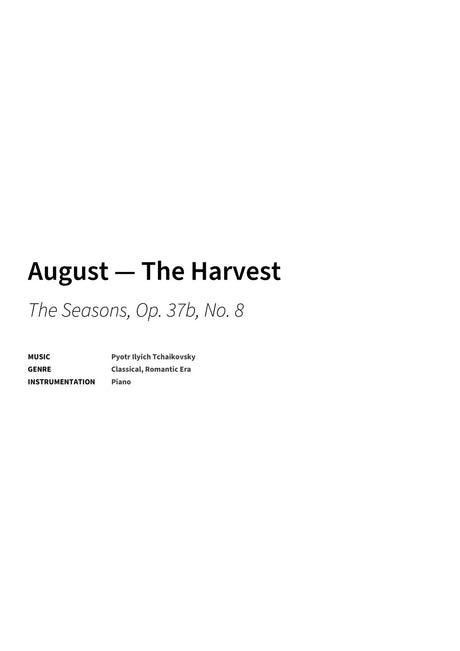 August — The Harvest - Title Page
