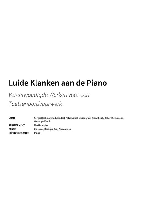 Luide Klanken aan de Piano - Title Page