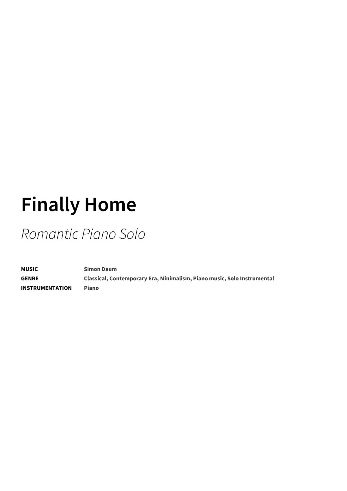 Finally Home - Title Page
