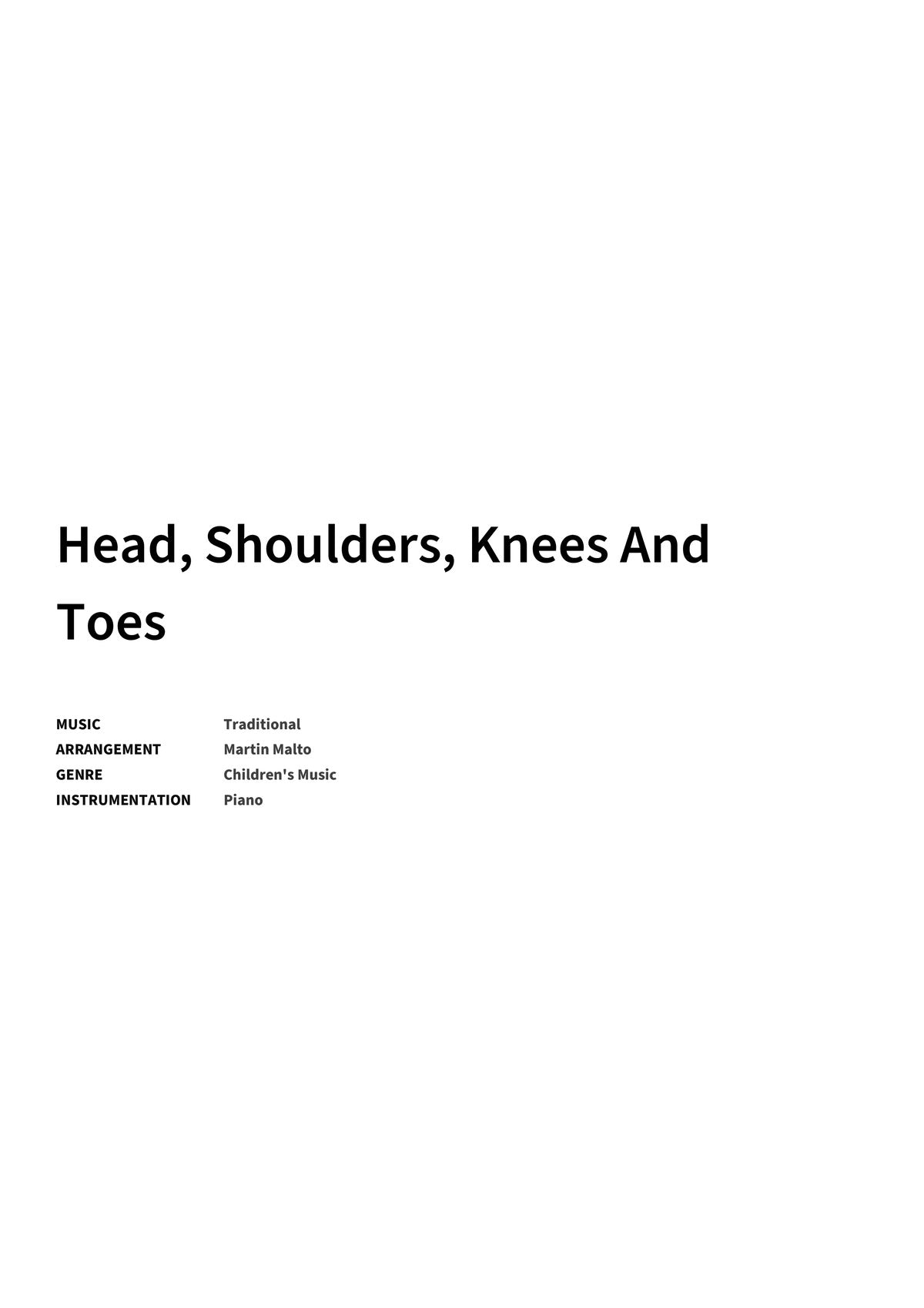 Head, Shoulders, Knees And Toes - Title Page