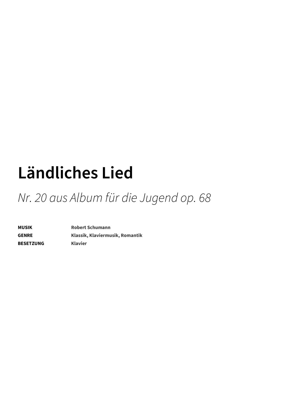 Ländliches Lied - Title Page