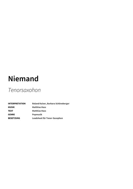 Niemand - Title Page