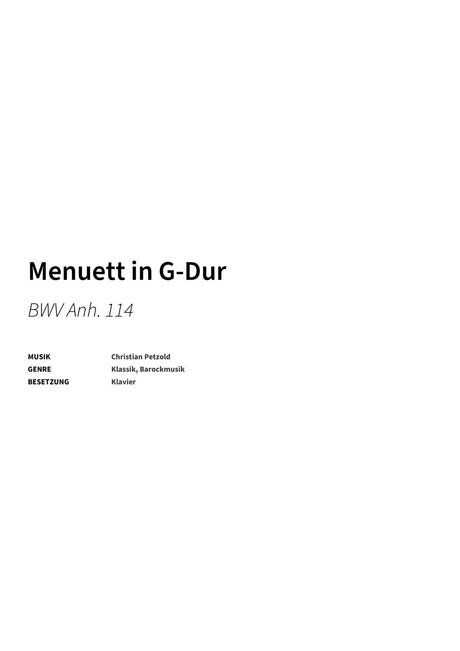Menuett in G-Dur - Title Page