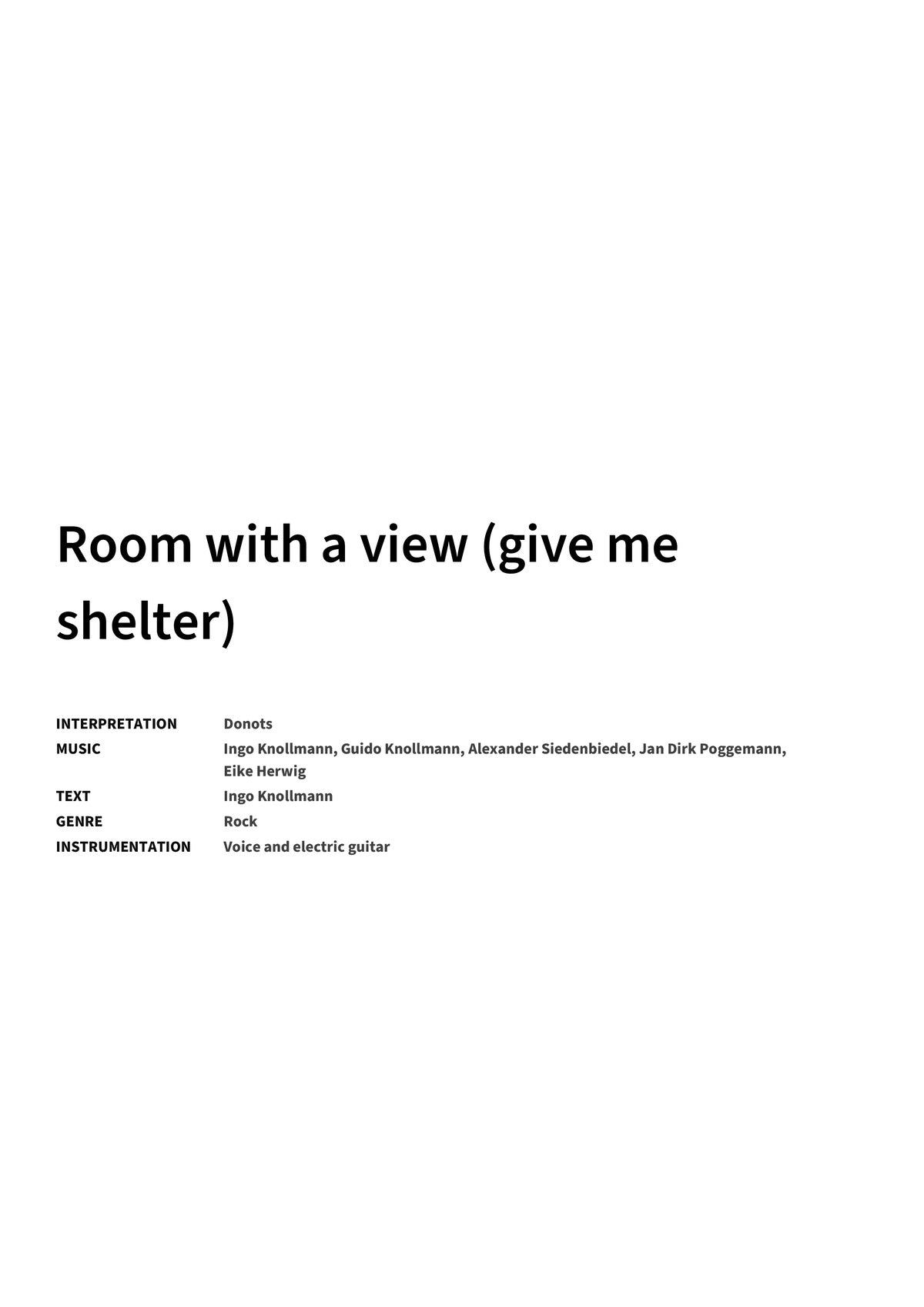 Room with a view (give me shelter) - Title Page