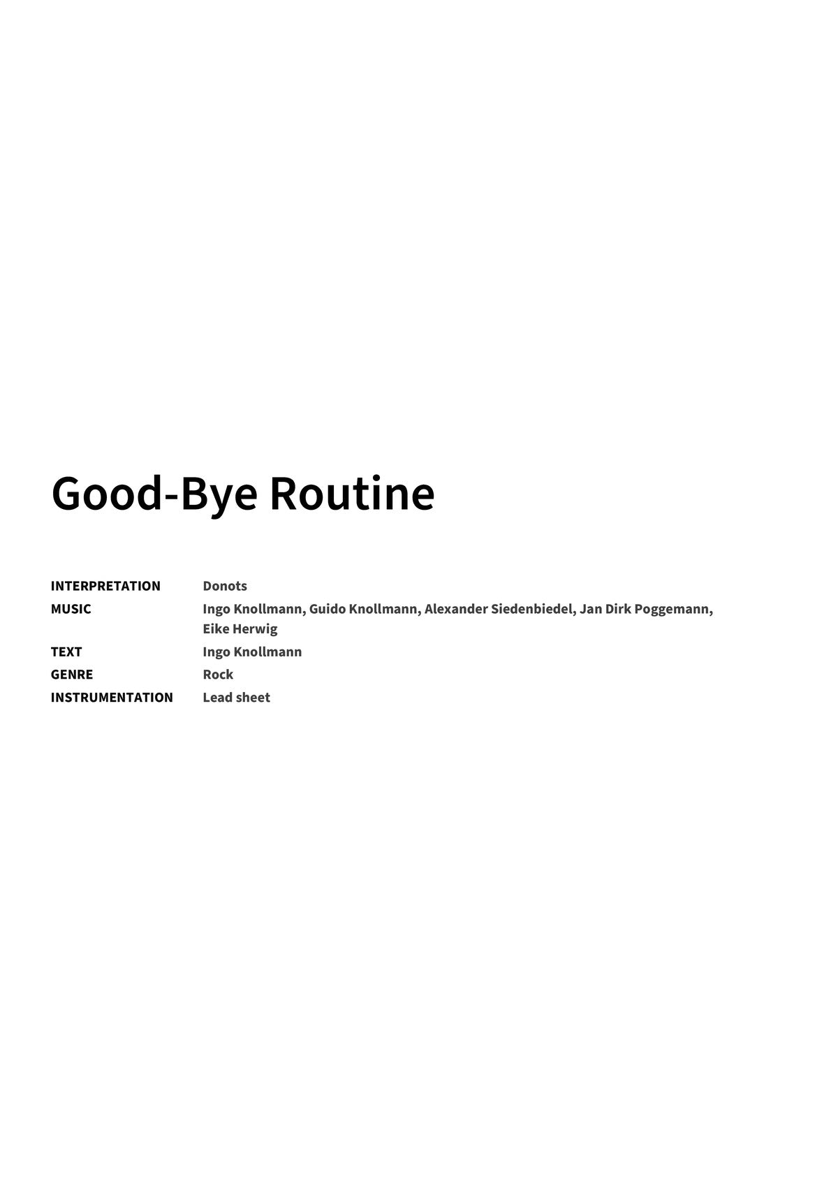 Good-Bye Routine - Title Page
