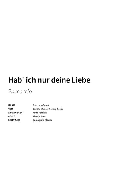 Hab' ich nur deine Liebe - Title Page