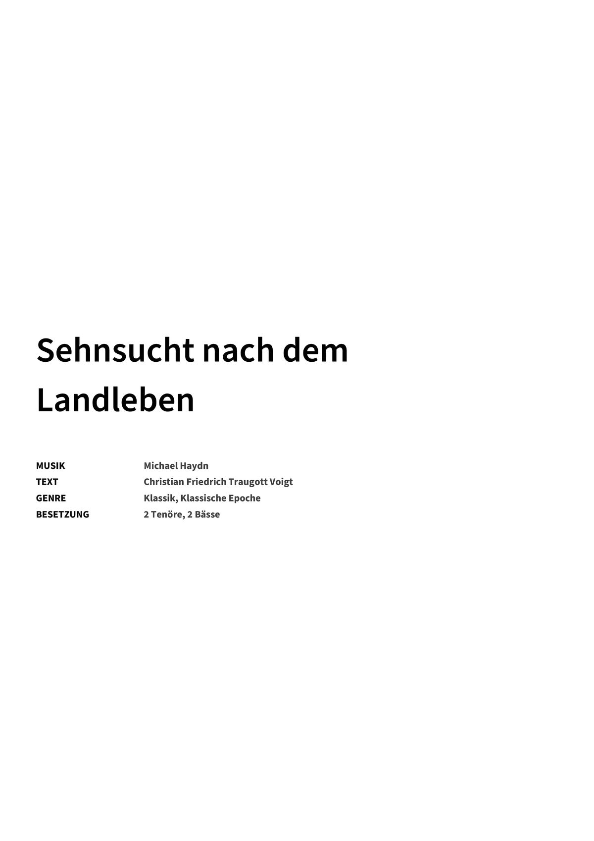 Sehnsucht nach dem Landleben - Title Page