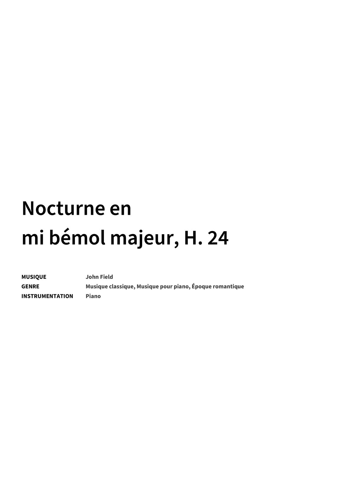 Nocturne en mi bémol majeur, H. 24 - Title Page