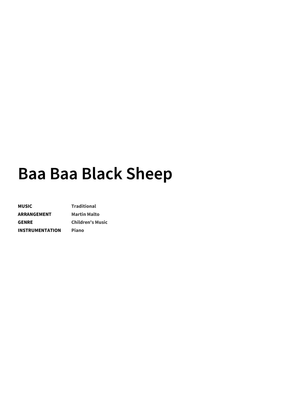 Baa Baa Black Sheep - Title Page