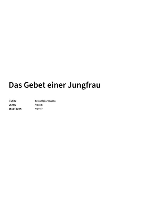 Das Gebet einer Jungfrau - Title Page