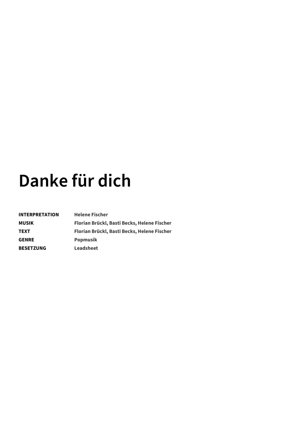 Danke für dich - Title Page