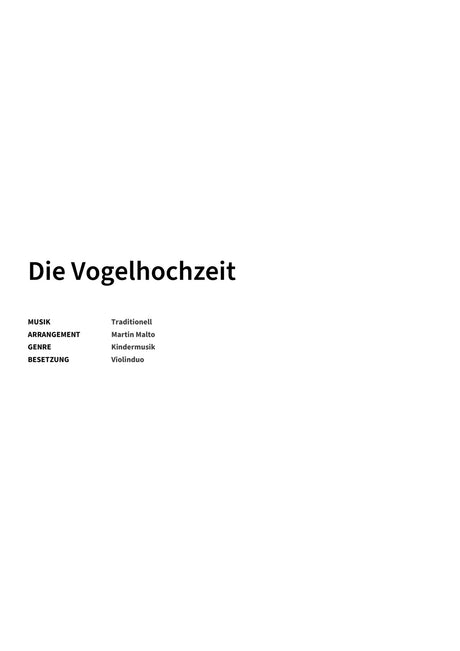 Die Vogelhochzeit - Title Page