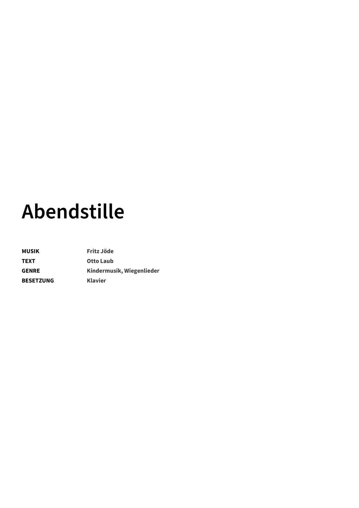 Abendstille - Title Page