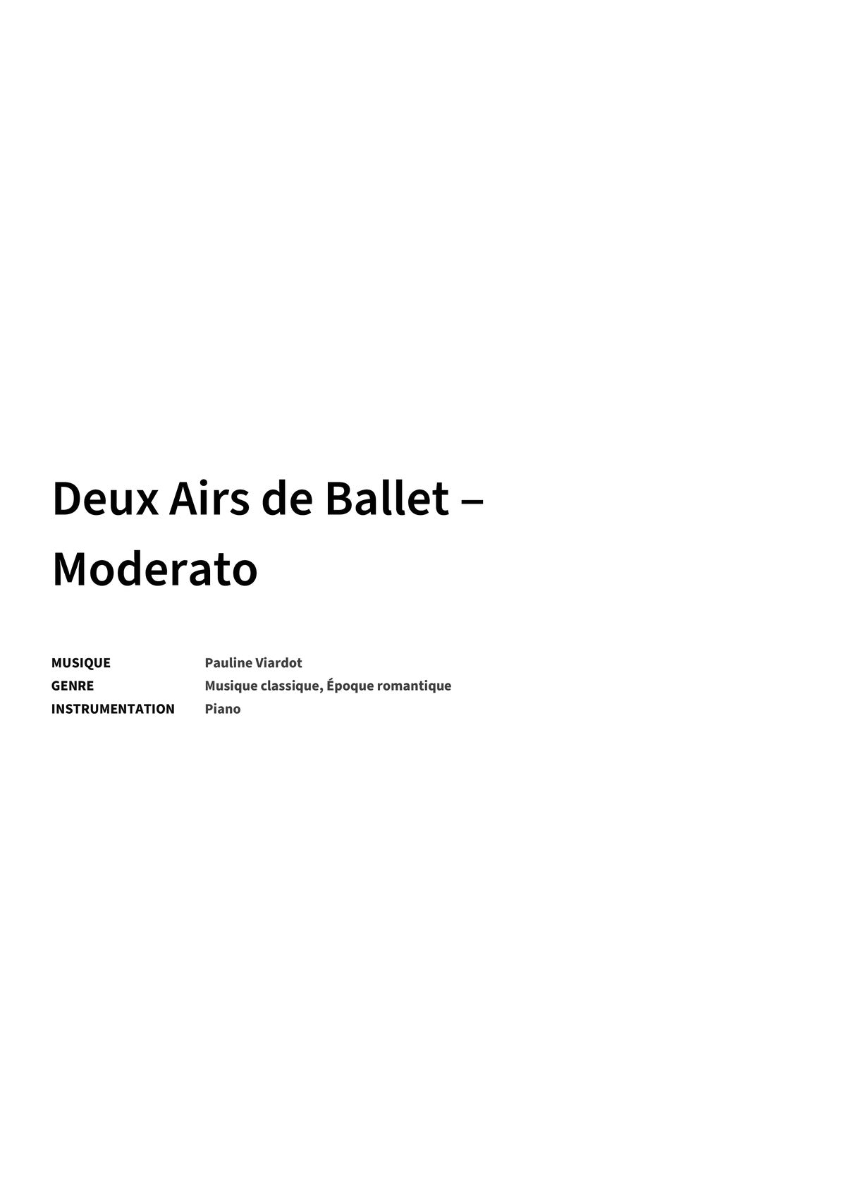 Deux Airs de Ballet ‒ Moderato - Title Page
