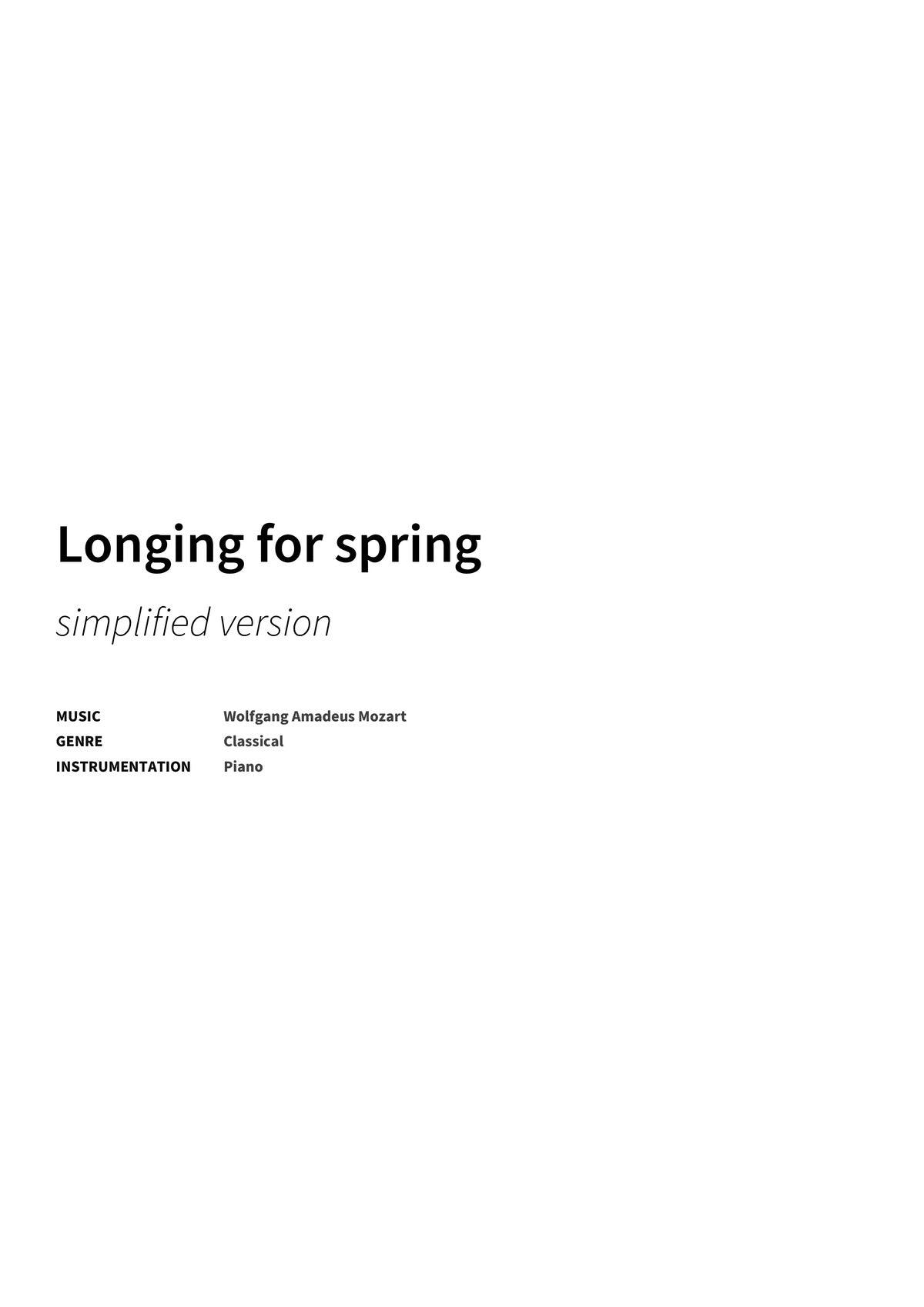 Longing for spring - Title Page