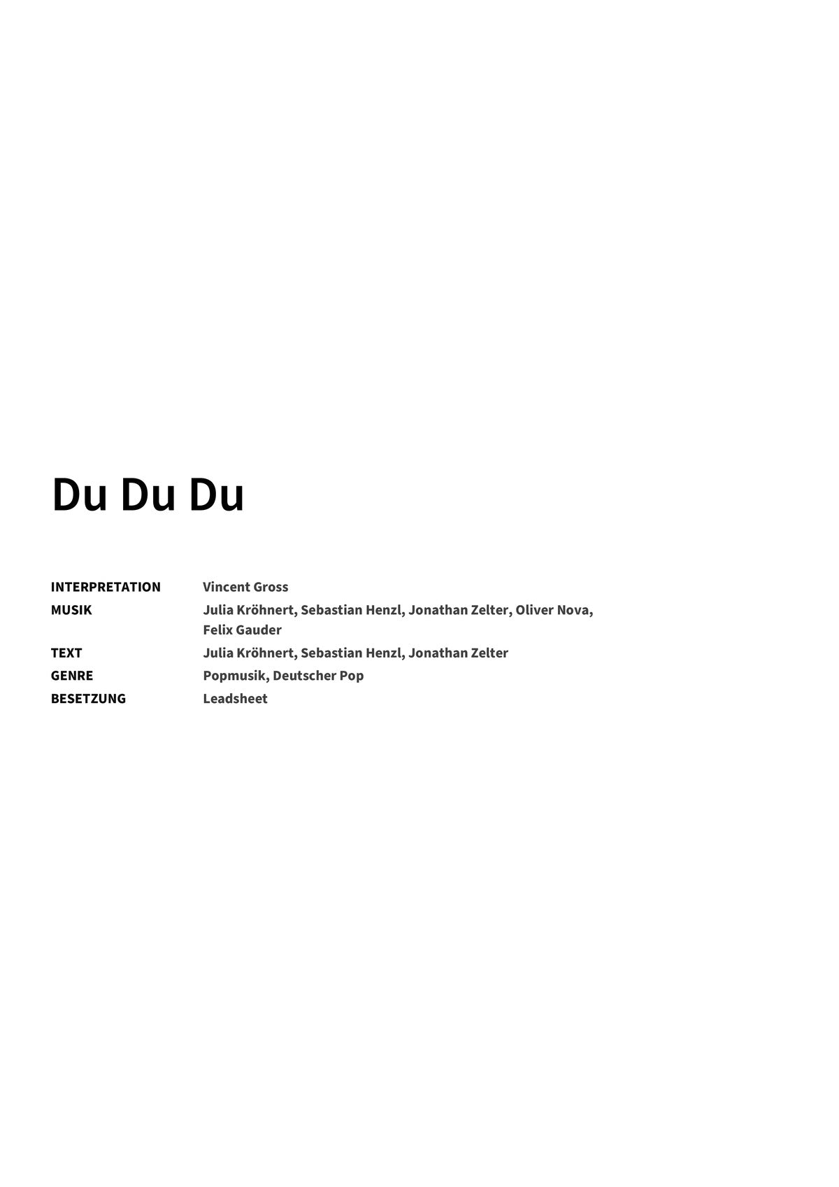 Du Du Du - Title Page