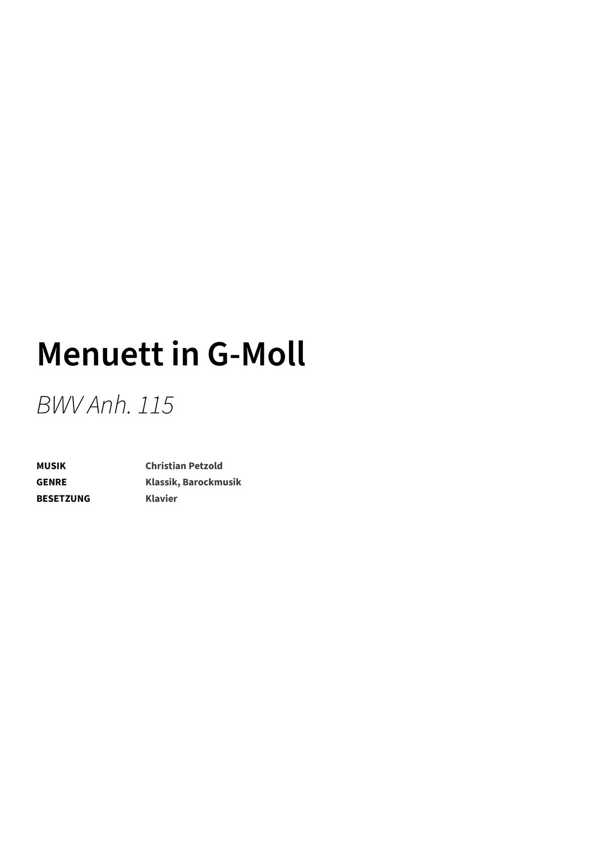 Menuett in G-Moll - Title Page