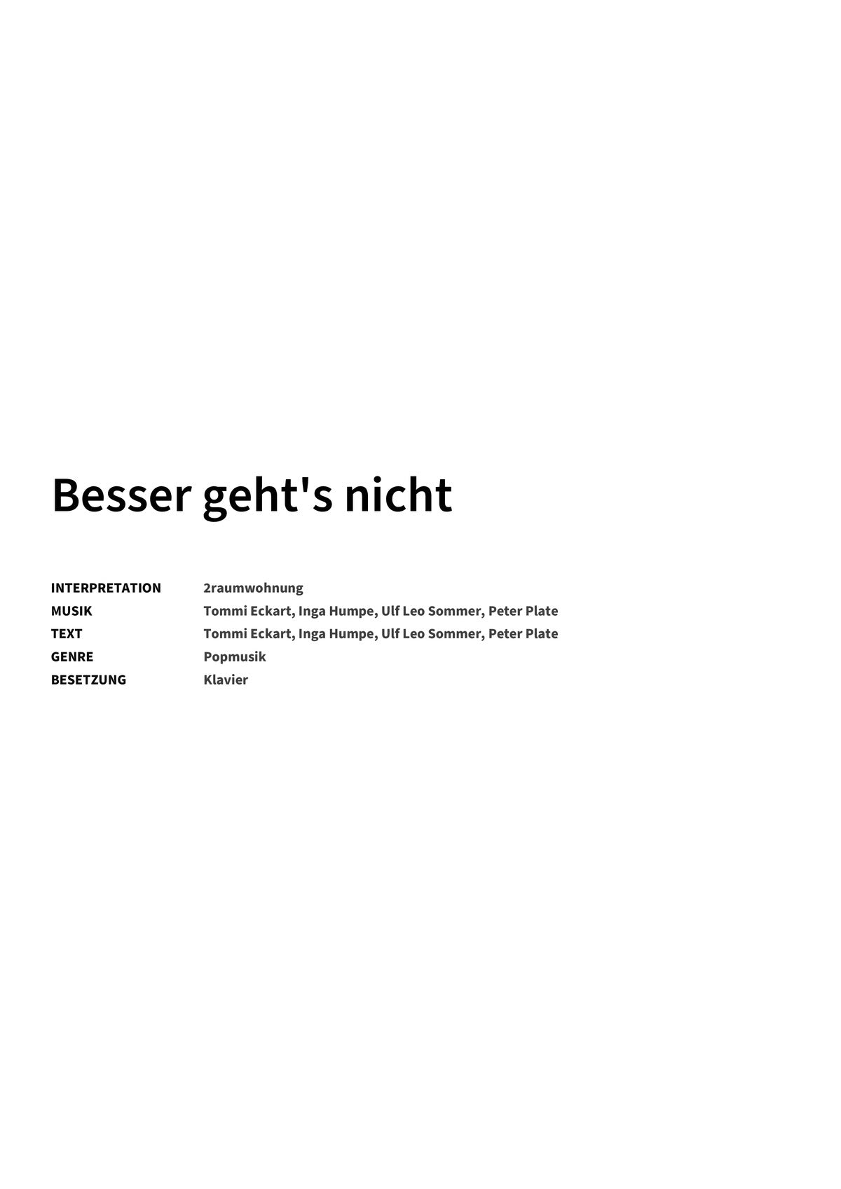 Besser geht's nicht - Title Page