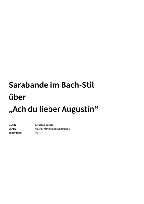 Sarabande im Bach-Stil über „Ach du lieber Augustin“ - Title Page
