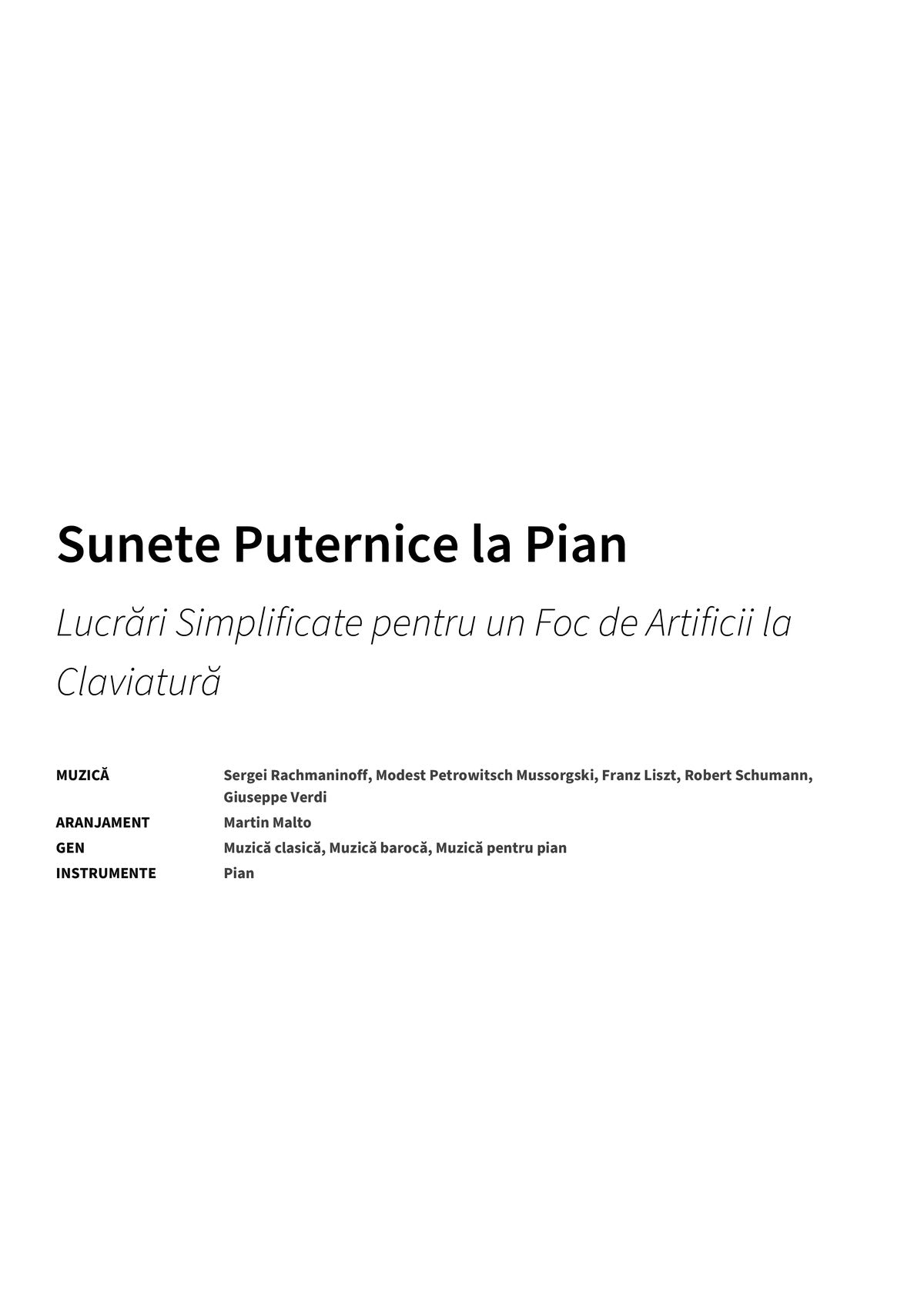 Sunete Puternice la Pian - Title Page
