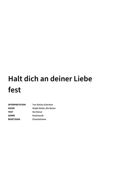 Halt dich an deiner Liebe fest - Title Page