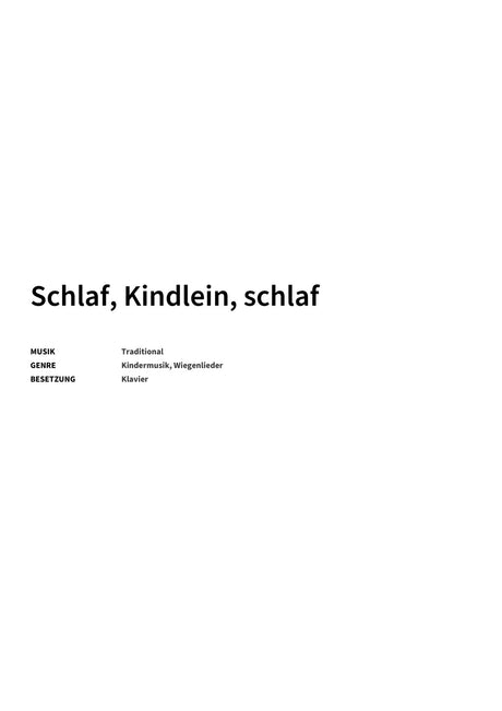 Schlaf, Kindlein, schlaf - Title Page