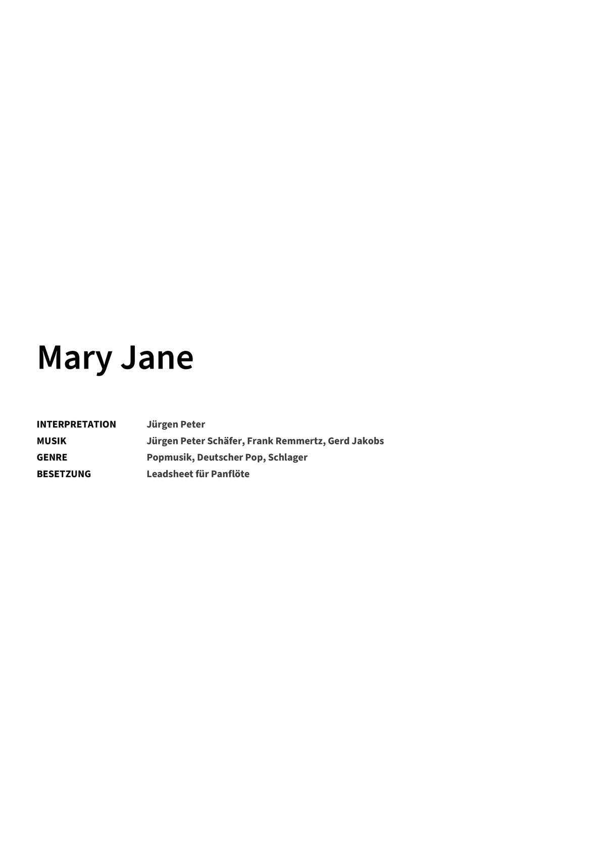 Mary Jane - Title Page