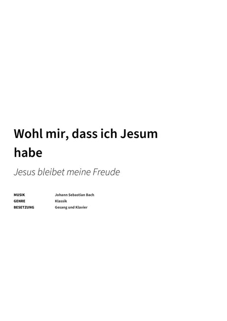 Wohl mir, dass ich Jesum habe - Title Page