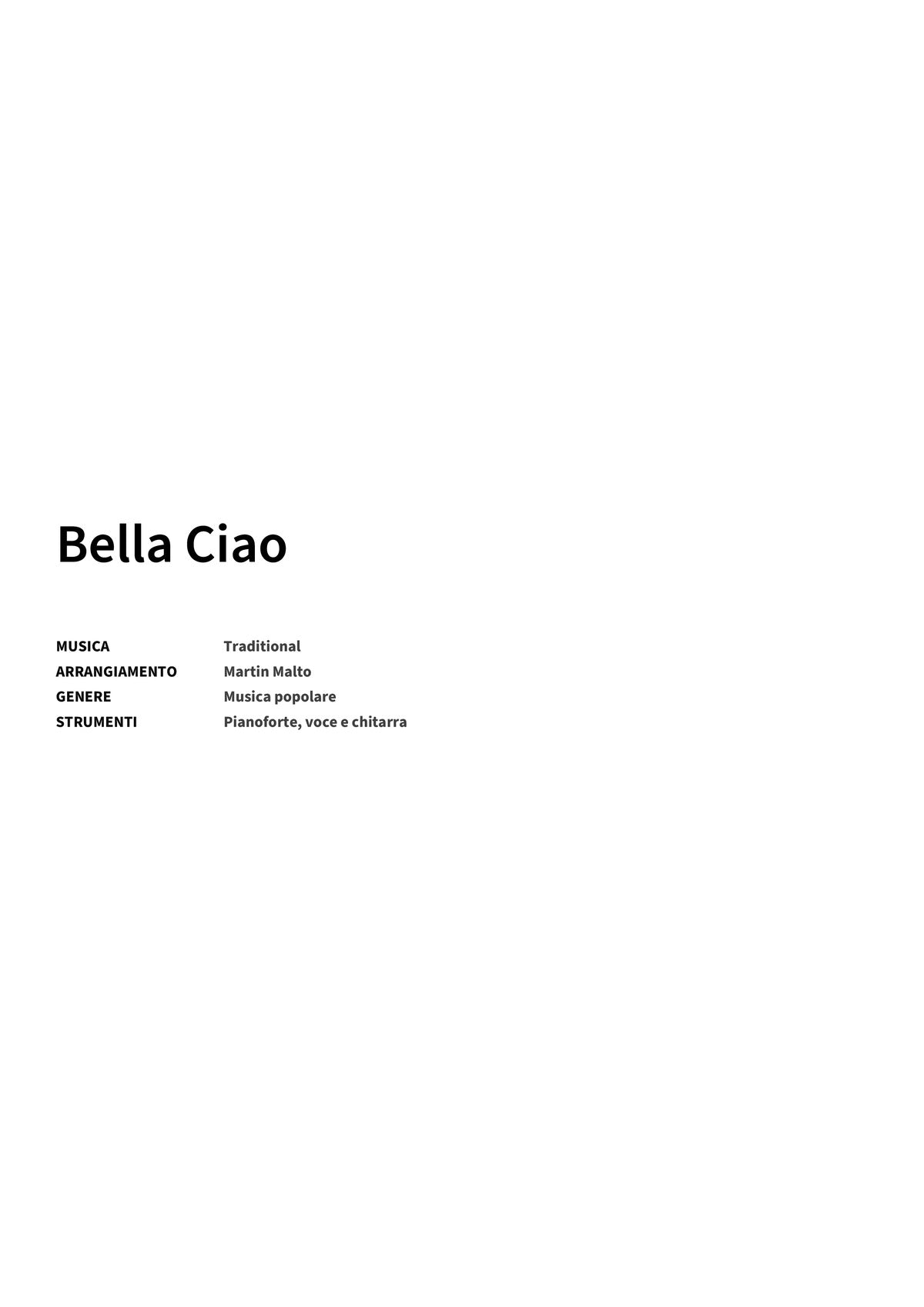 Bella Ciao - Title Page