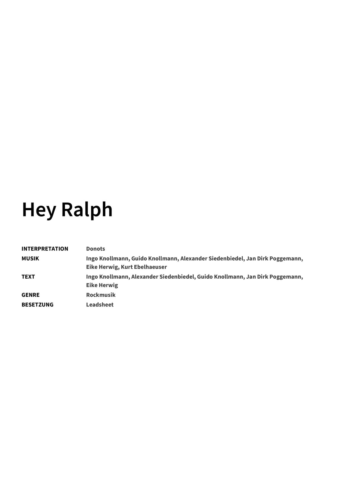 Hey Ralph - Title Page
