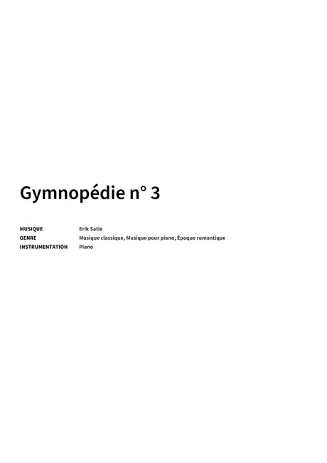Gymnopédie n° 3 - Title Page
