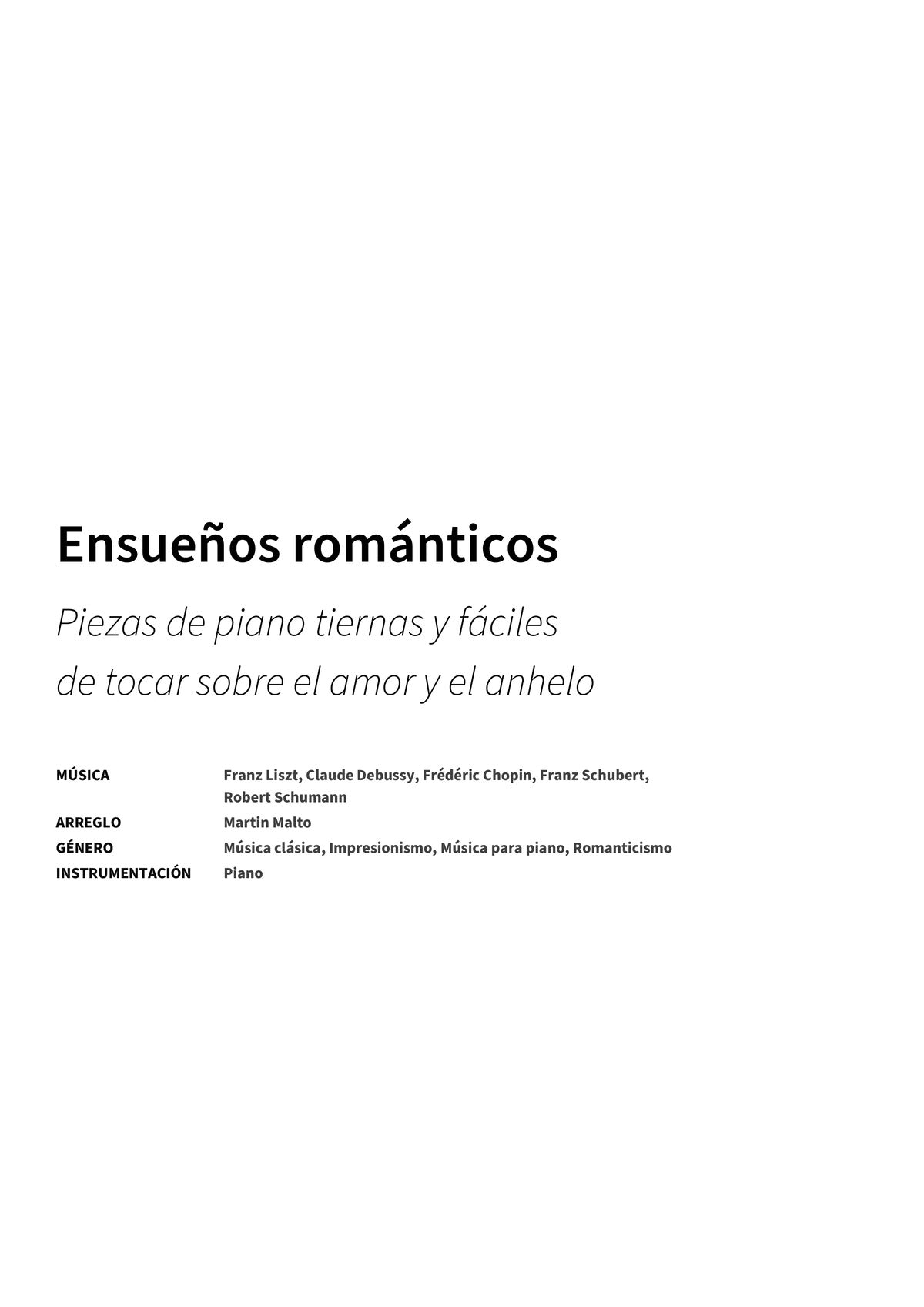 Ensueños románticos - Title Page
