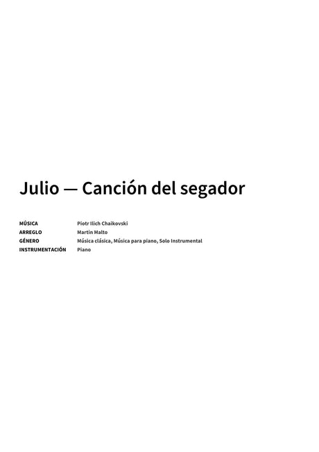 Julio — Canción del segador - Title Page