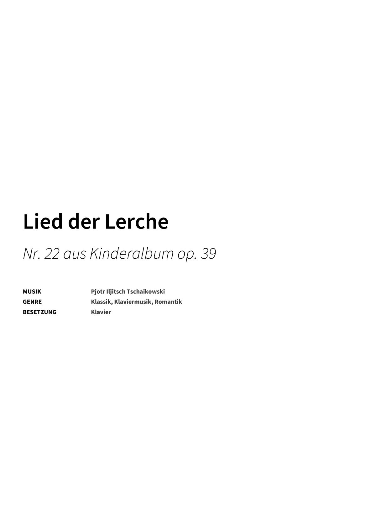 Lied der Lerche - Title Page