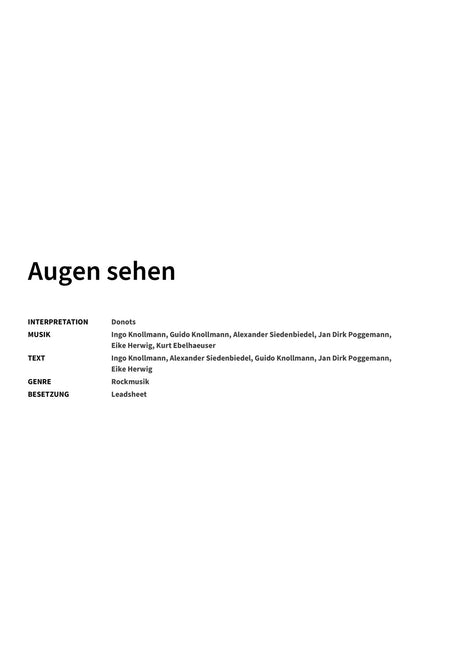 Augen sehen - Title Page