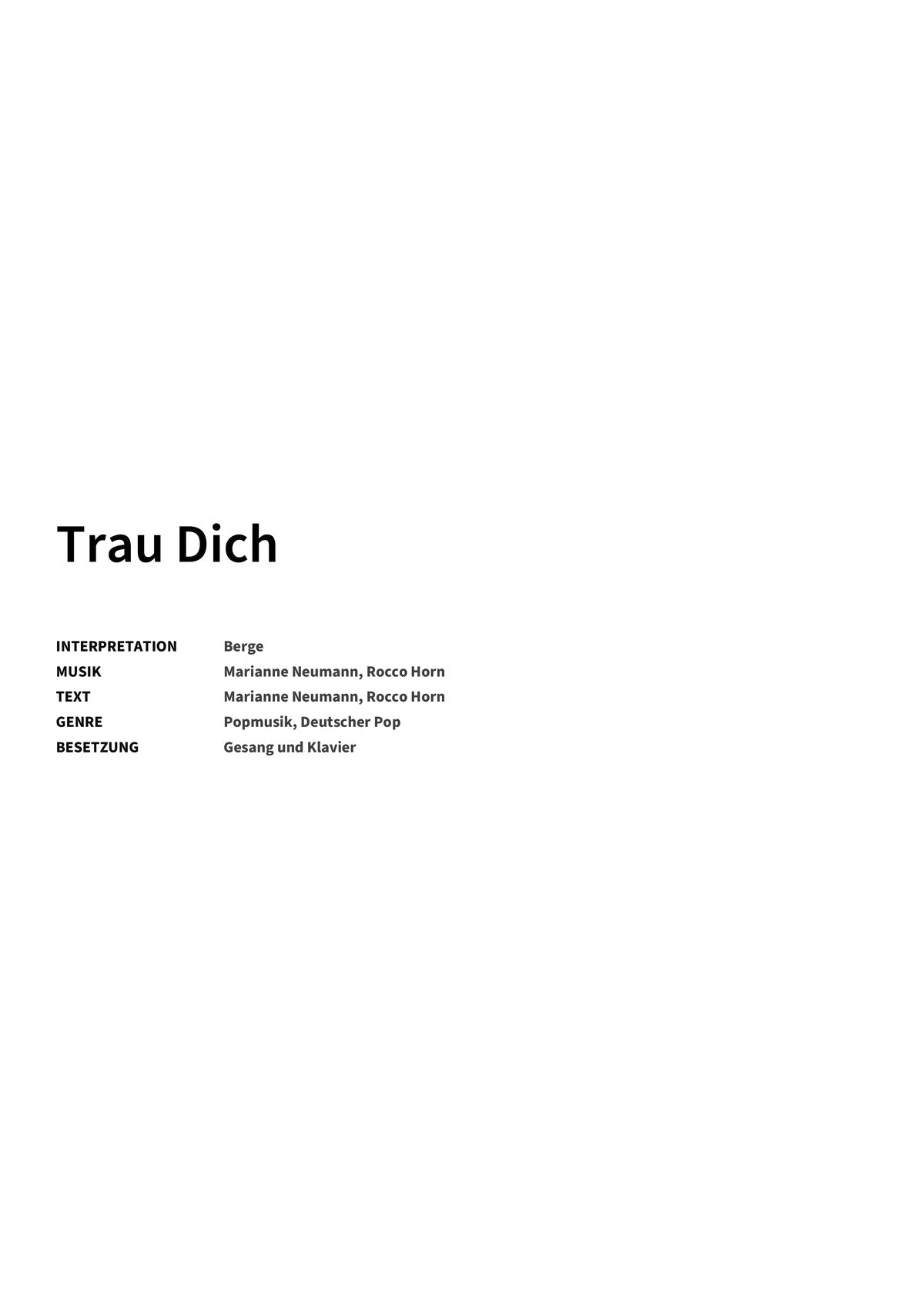 Trau Dich - Title Page